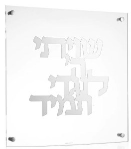 Picture of Floating Lucite Shivisi Hashem Hebrew Wall Hanging Classic Design Silver 16"